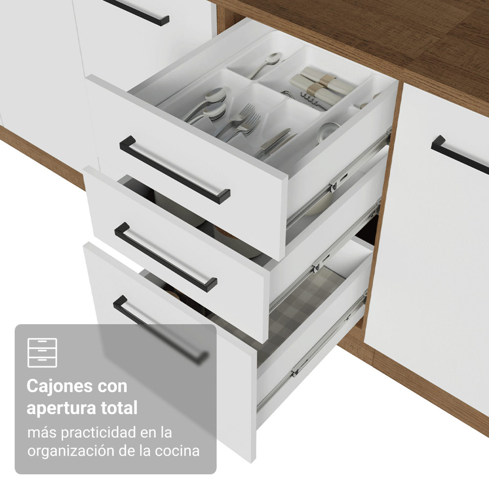 Bajo Mesada 40 cm 3 Cajones Sin Mesada Marrón/Blanco Agata Madesa