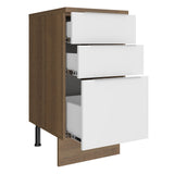 Bajo Mesada Cocina 40 cm 3 Cajones Marrón/Blanco Stella Madesa
