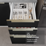 Bajo Mesada de Cocina 40 cm 3 Cajones Blanco/Negro Lux Madesa