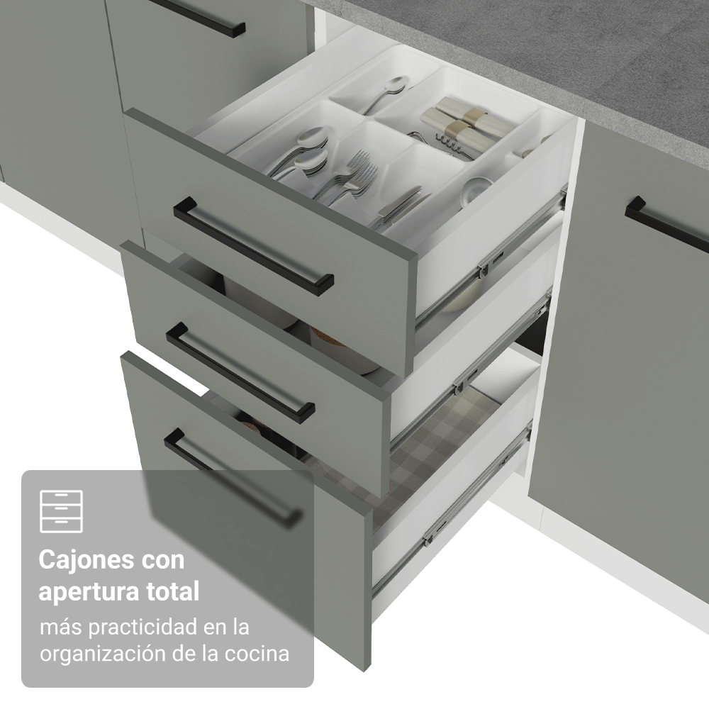 Bajo Mesada 40 cm 3 Cajones Sin Mesada Blanco/Gris Agata Madesa