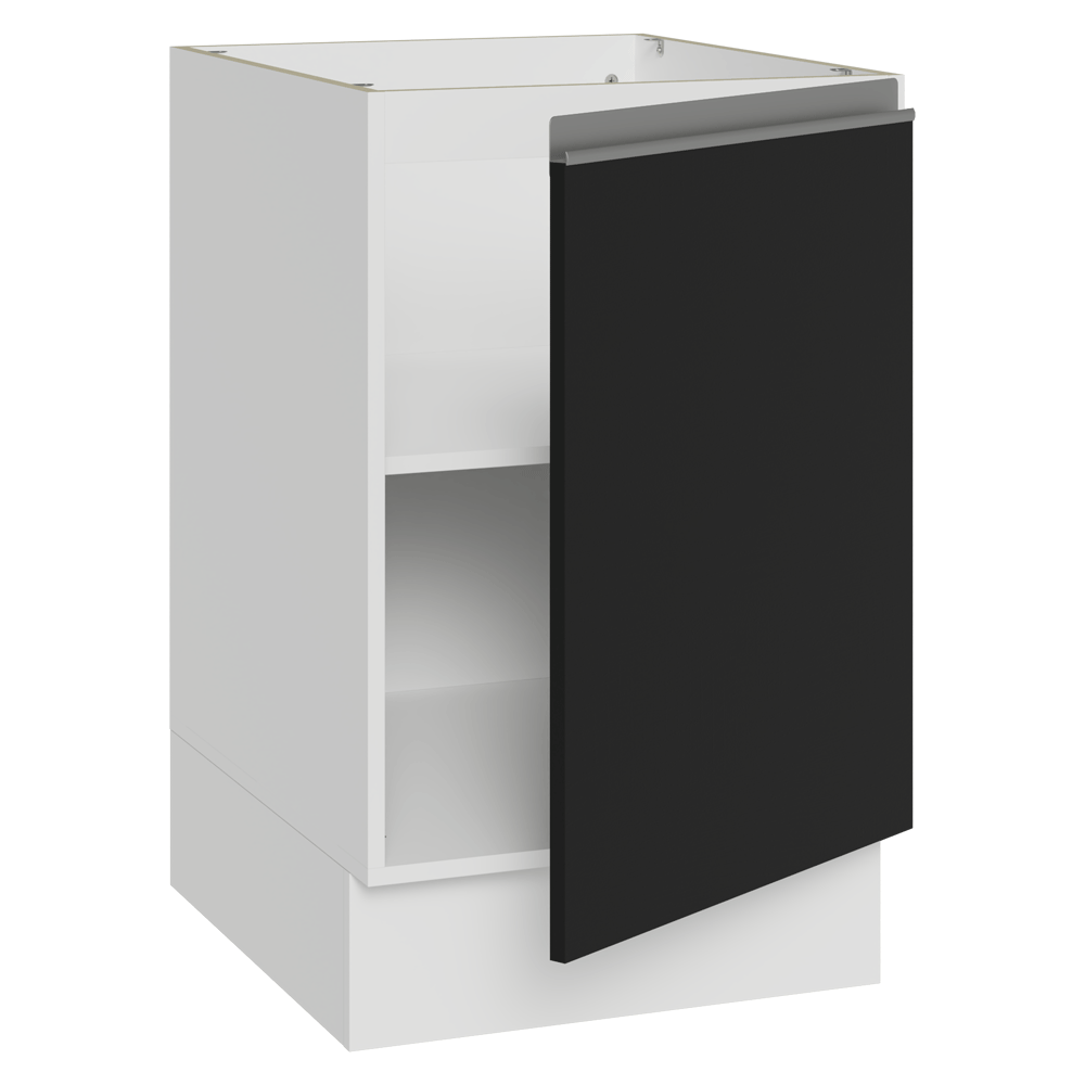 Bajo Mesada 50cm 1 Puerta (Sin Mesada) Blanco/Negro Glamy Madesa