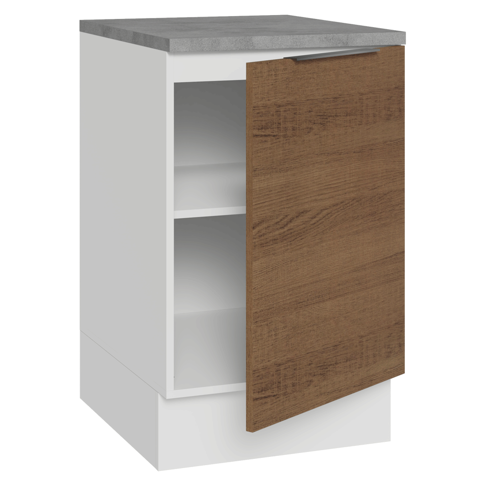 Bajo Mesada 50cm 1 Puerta, Blanco/Marrón Stella Madesa
