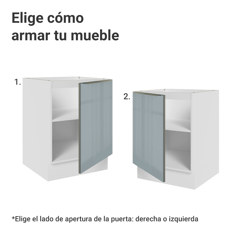 Bajo Mesada de Cocina 60 cm 1 Puerta (Sin Mesada) Blanco/Gris Lux Madesa