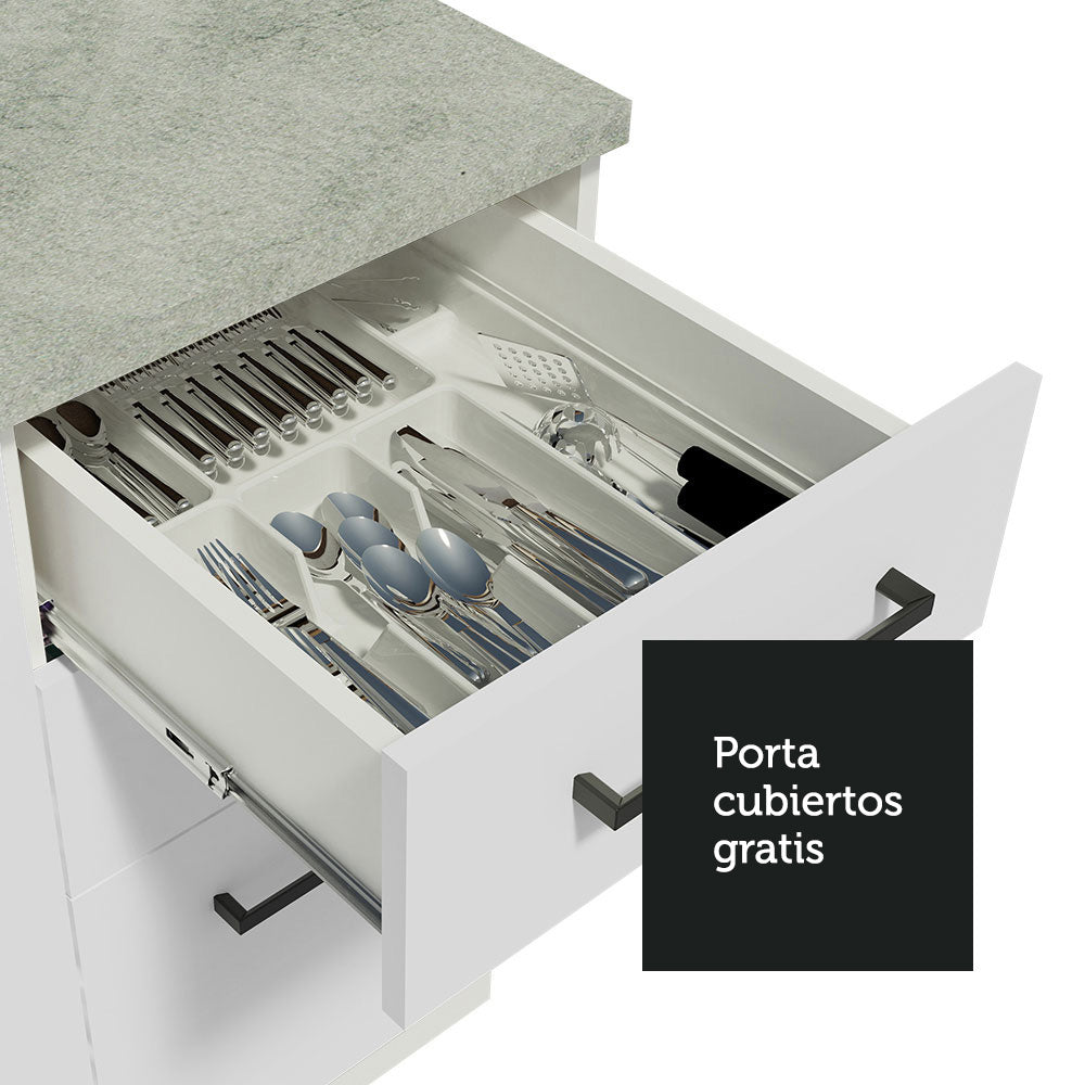 Bajo Mesada 60 cm 3 Cajones Blanco Agata