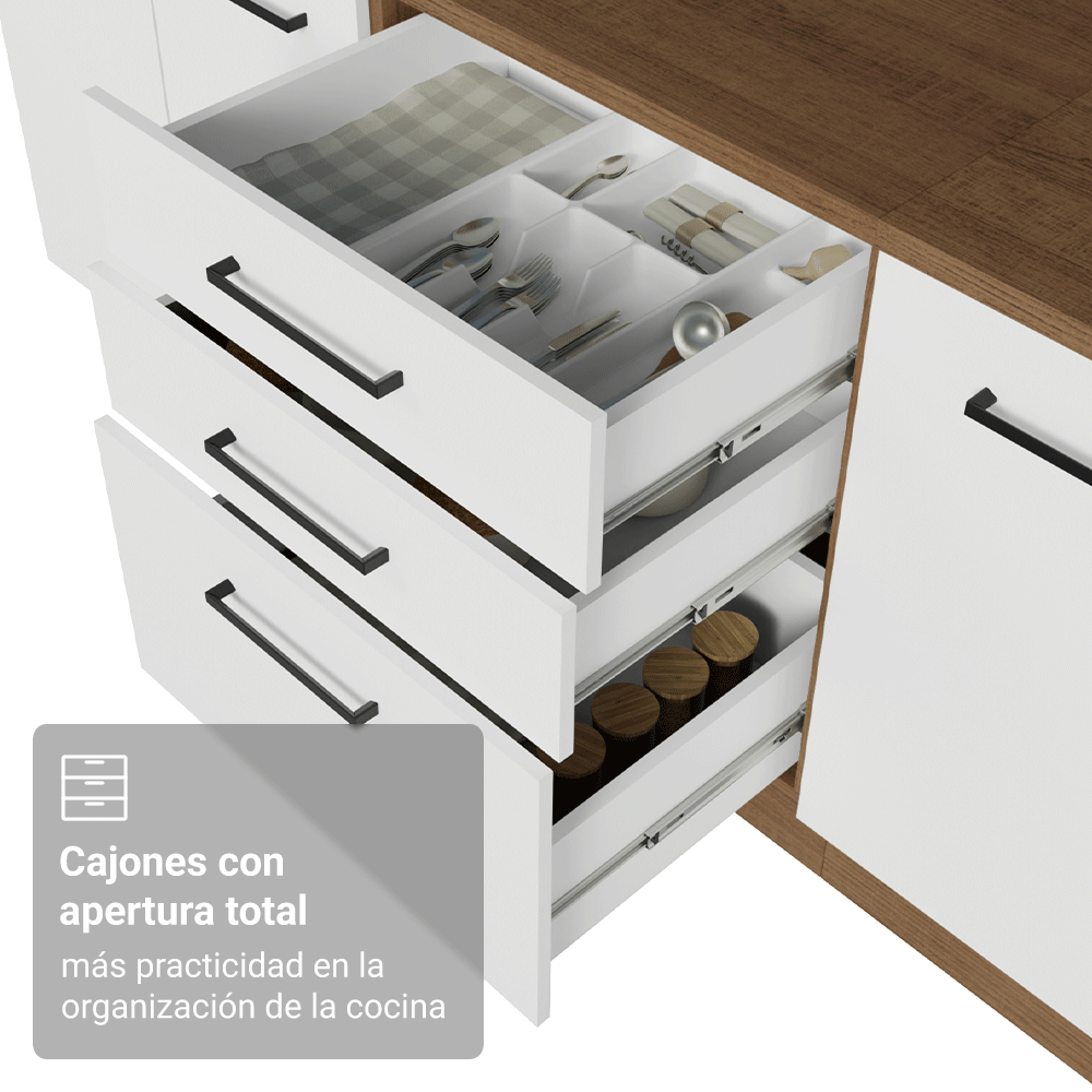 Bajo Mesada 60 cm 3 Cajones Sin Mesada Marrón/Blanco Agata Madesa