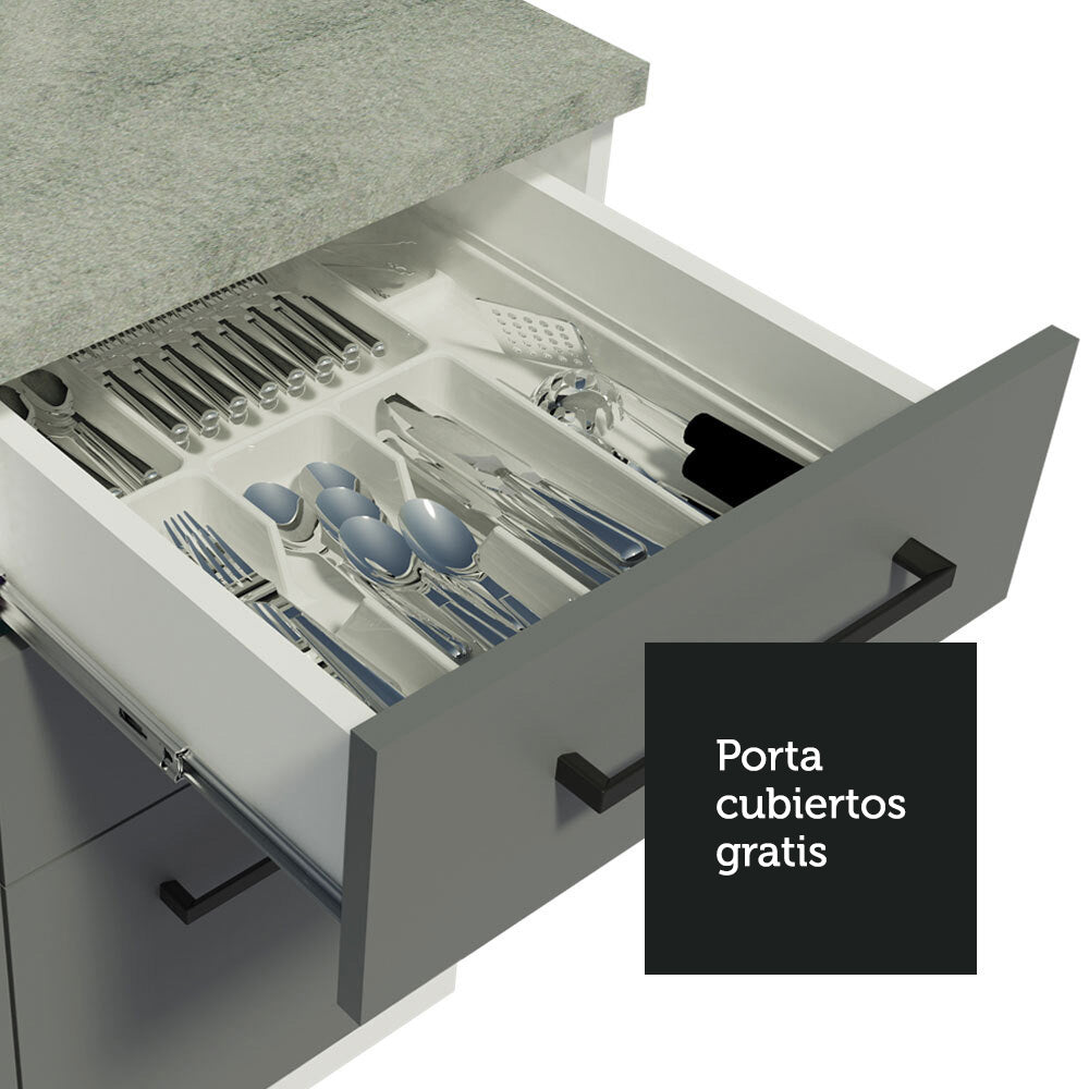 Bajo Mesada 60 cm 3 Cajones Agata Blanco/Gris