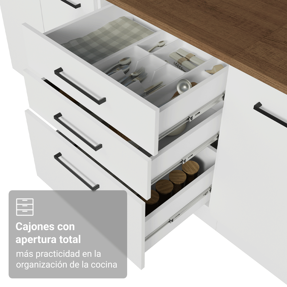 Bajo Mesada 60 cm 3 Cajones Blanco/Marrón Agata Madesa