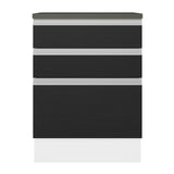 Bajo Mesada Cocina 100% MDF 60 cm 3 Cajones Blanco/Negro Acordes Madesa