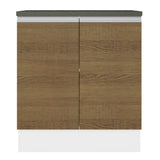 Bajo Mesada Cocina 100% MDF 70 cm 2 Puertas Blanco/Marrón Acordes Madesa