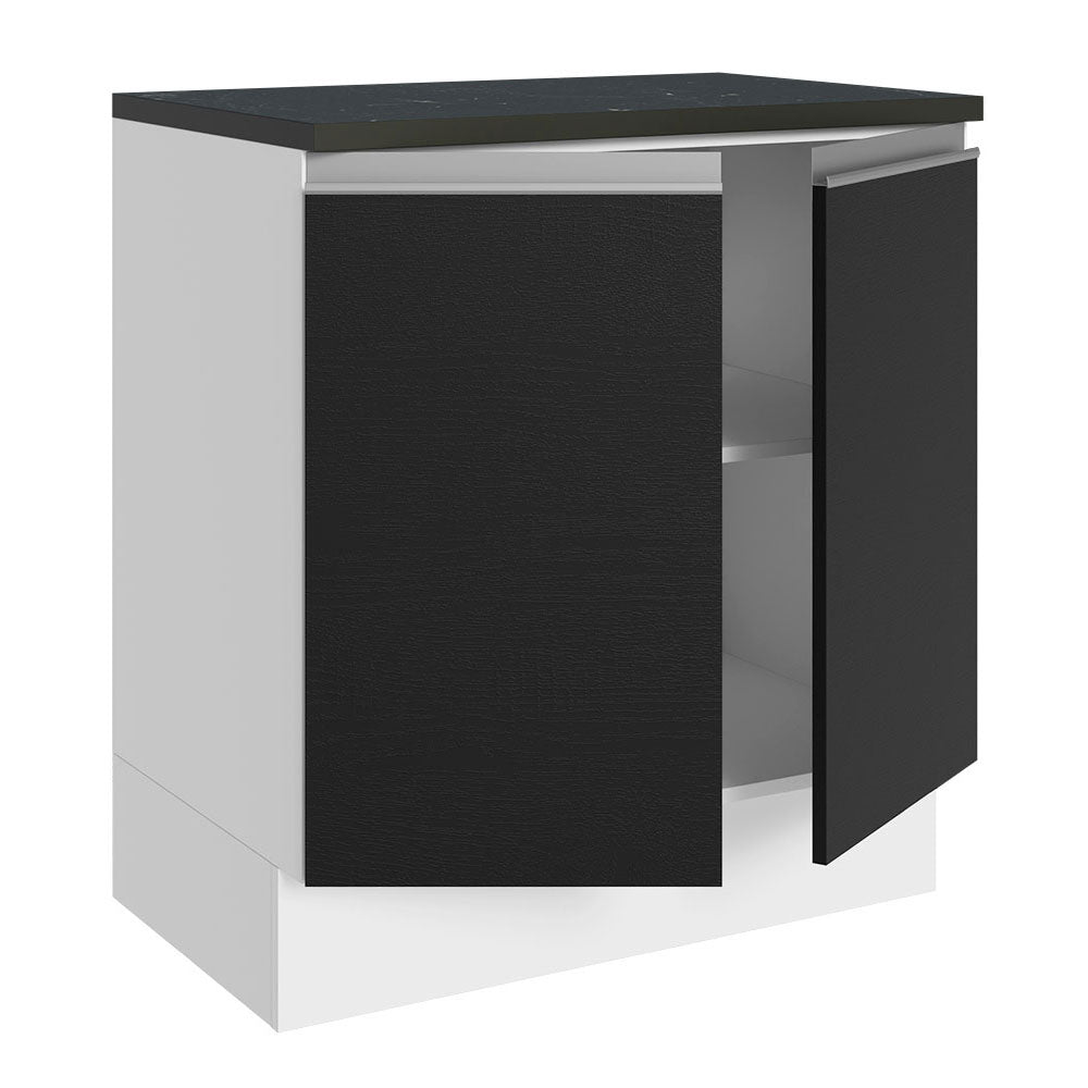 Bajo Mesada Cocina 100% MDF 70 cm 2 Puertas Blanco/Negro Acordes Madesa