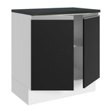 Bajo Mesada Cocina 100% MDF 70 cm 2 Puertas Blanco/Negro Acordes Madesa