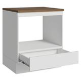 Bajo Mesada para Horno/Microondas 70 cm 1 Cajón Blanco Mesada Marrón