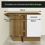 Bajo Mesada 94 cm Sin cajones 1 Puerta Agata Marrón/Blanco