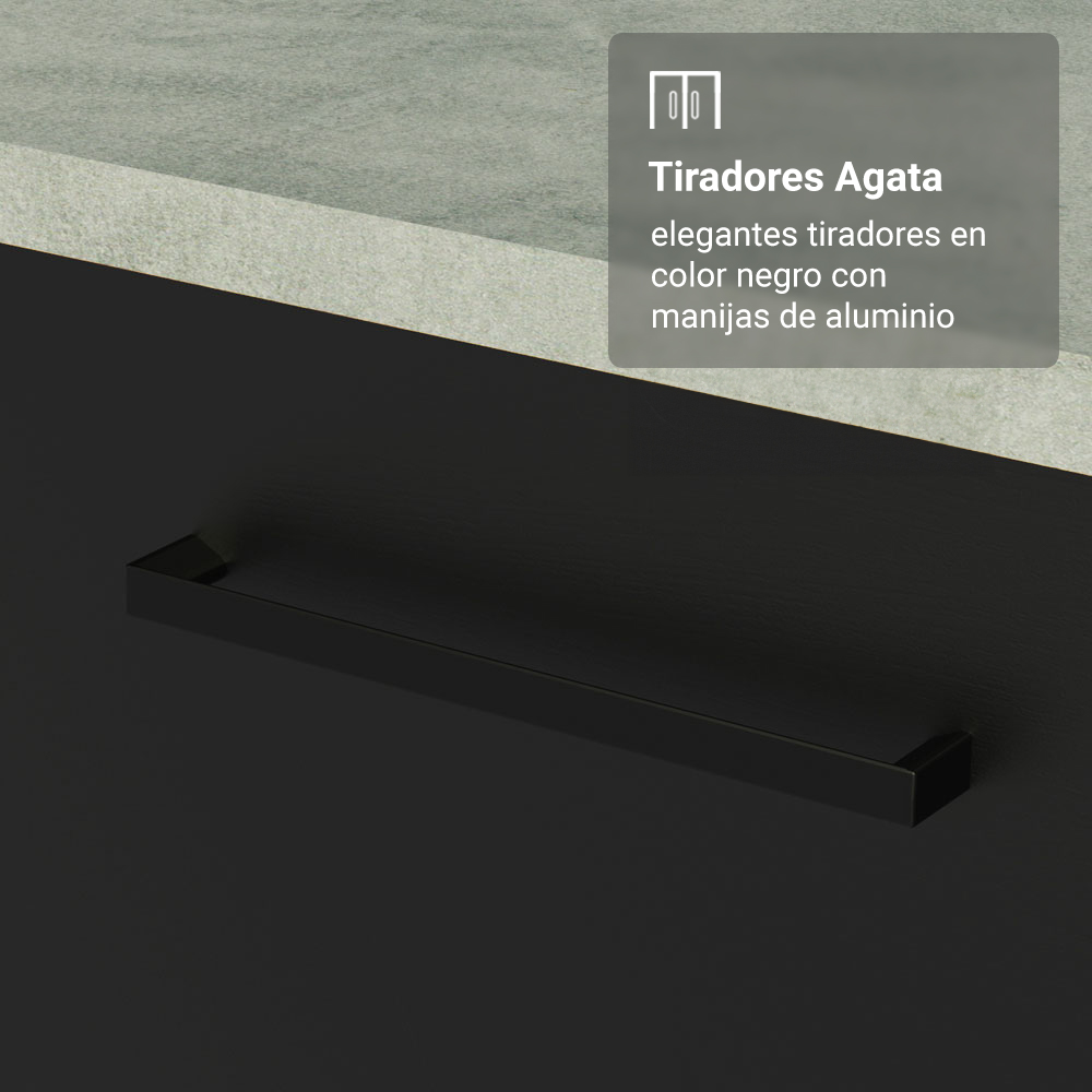 Bajo Mesada Esquinero 94 cm 1 Puerta (Sin Mesada) Blanco/Negro Agata Madesa
