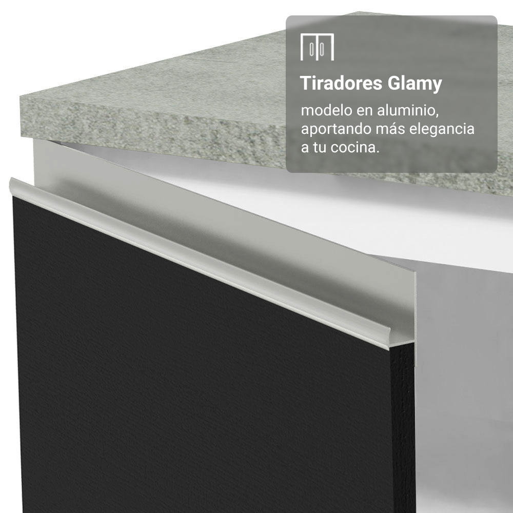 Bajo Mesada Esquinero 94 cm 1 Puerta (Sin Mesada) Blanco/Negro Glamy Madesa
