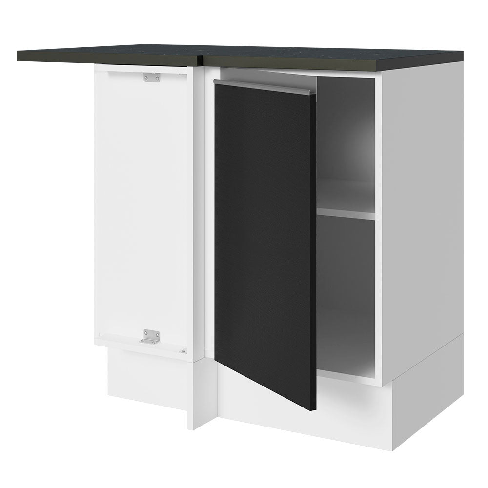 Bajo Mesada Cocina Esquinera 100% MDF 1 Puerta Blanco/Negro Acordes Madesa