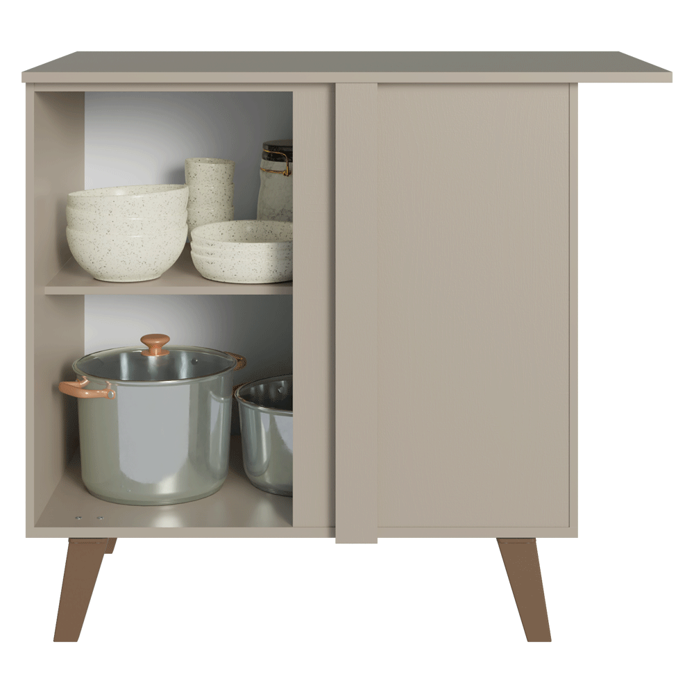 Bajo Mesada Esquinero 1 Puerta Con Patas Nice Crema