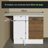 Bajo Mesada Esquinero 1 Puerta Glamy Blanco/Marrón