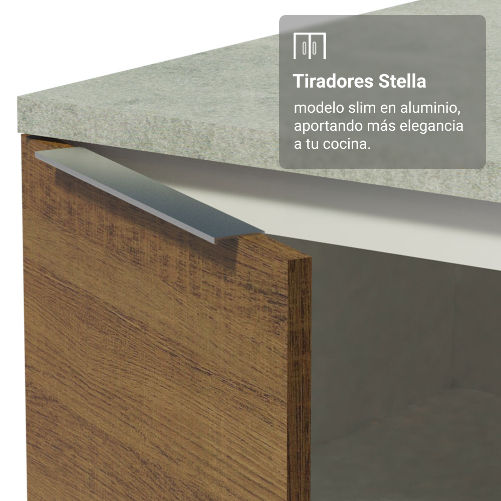 Bajo Mesada Esquinero 94 cm 1 Puerta (Sin Mesada) Blanco/Marrón Stella Madesa