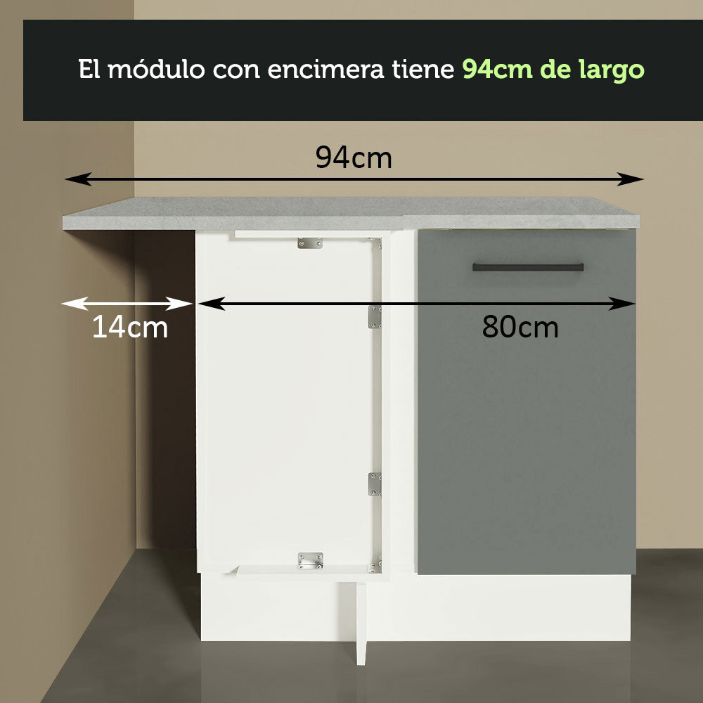 Bajo Mesada 94 cm Sin cajones 1 Puerta Agata Blanco/Gris
