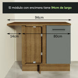 Bajo Mesada 94 cm Sin cajones 1 Puerta Agata Marrón/Gris