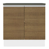 Bajo Mesada Cocina 100% MDF 80 cm 2 Puertas Blanco/Marrón Acordes Madesa