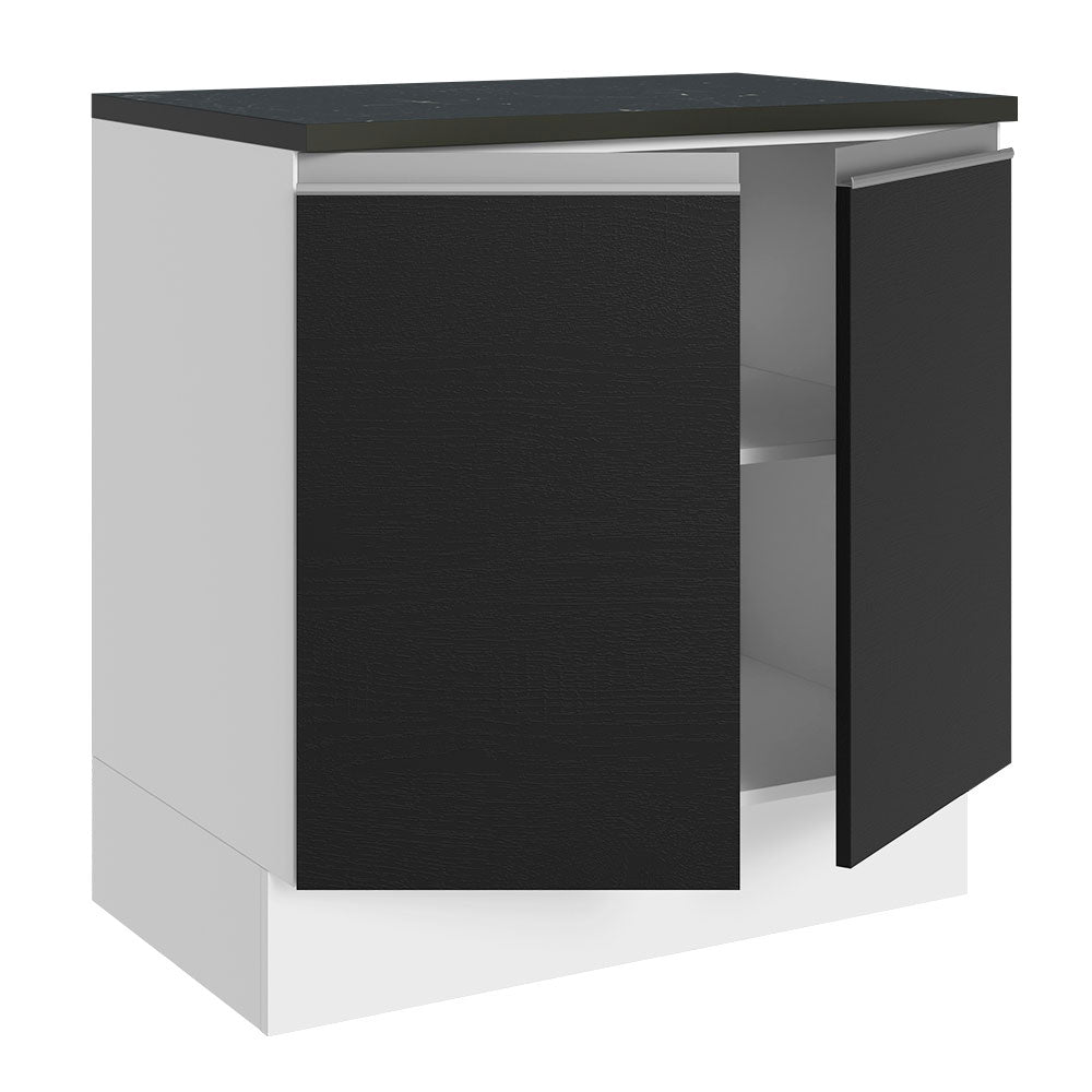 Bajo Mesada Cocina 100% MDF 80 cm 2 Puertas Blanco/Negro Acordes Madesa