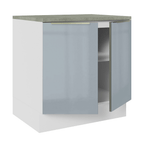 Bajo Mesada 80 cm 2 Puertas (Con Mesada) Blanco/Gris Lux Madesa
