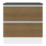 Bajo Mesada Cocina 100% MDF 80 cm 2 Cajones Blanco/Marrón Acordes Madesa