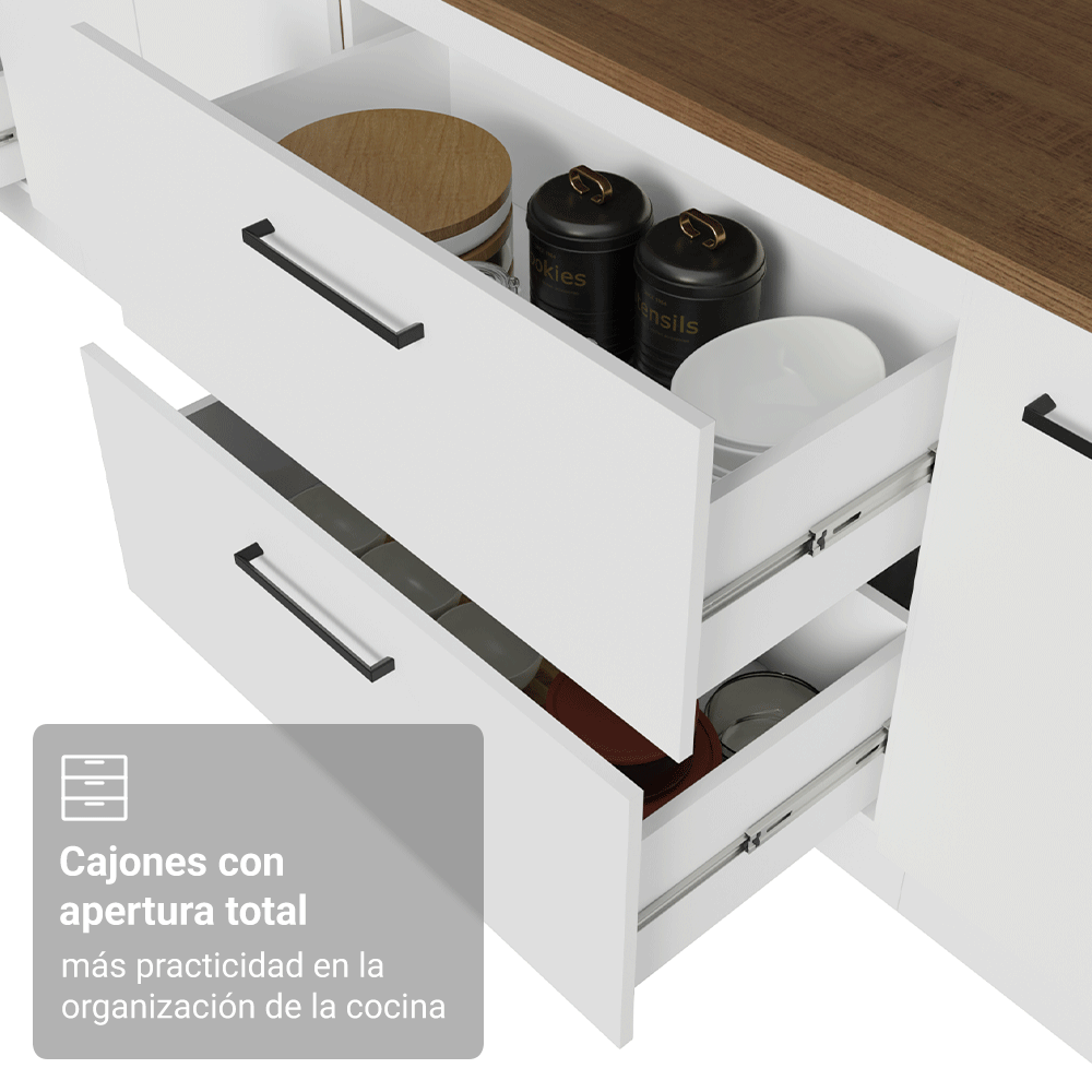 Bajo Mesada 80 cm 2 Cajones Blanco/Marrón Agata Madesa