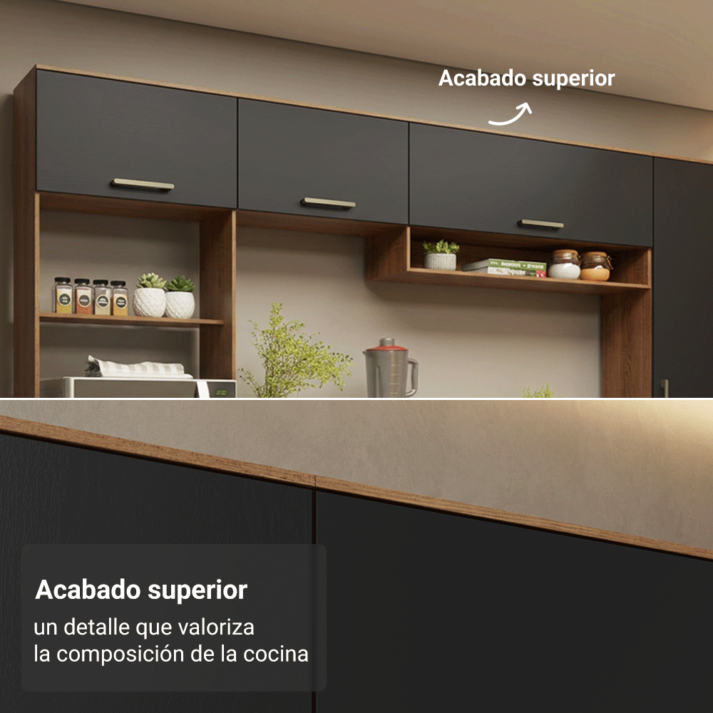 Alacena 105 cm 1 Puerta Rebatible Marrón/Negro Lille Madesa
