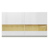 Alacena Cocina 100% MDF 120 cm 2 Puertas Vidrio Reflex Blanco Brillante Acordes Madesa