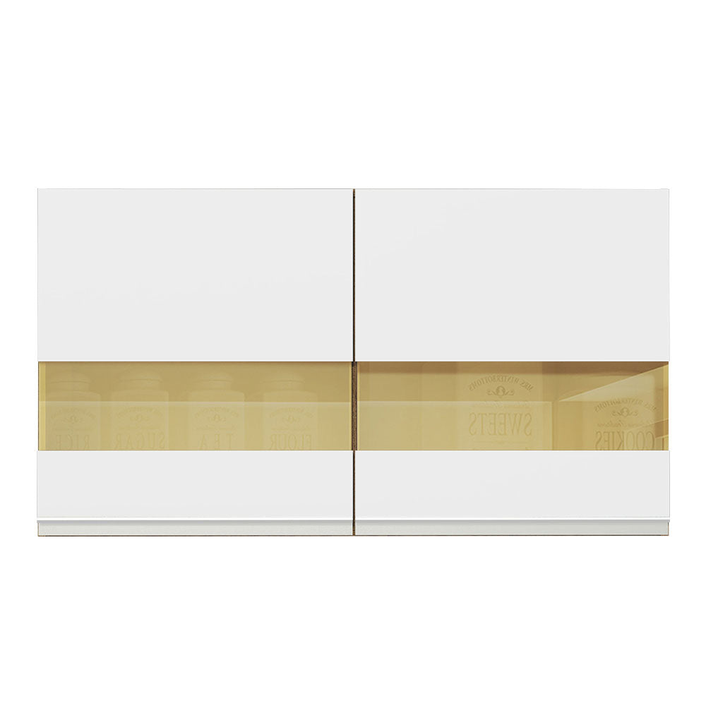 Alacena Madesa Glamy 120 cm 2 Puertas Con Vidrio Marrón/Blanco