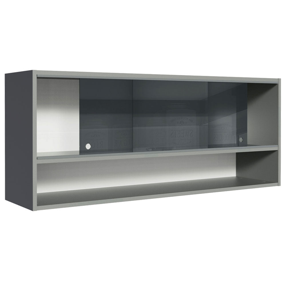 Alacena para Cocina 120 cm 2 Puertas Corredizas de Vidrio Translúcido color Gris Nice Madesa