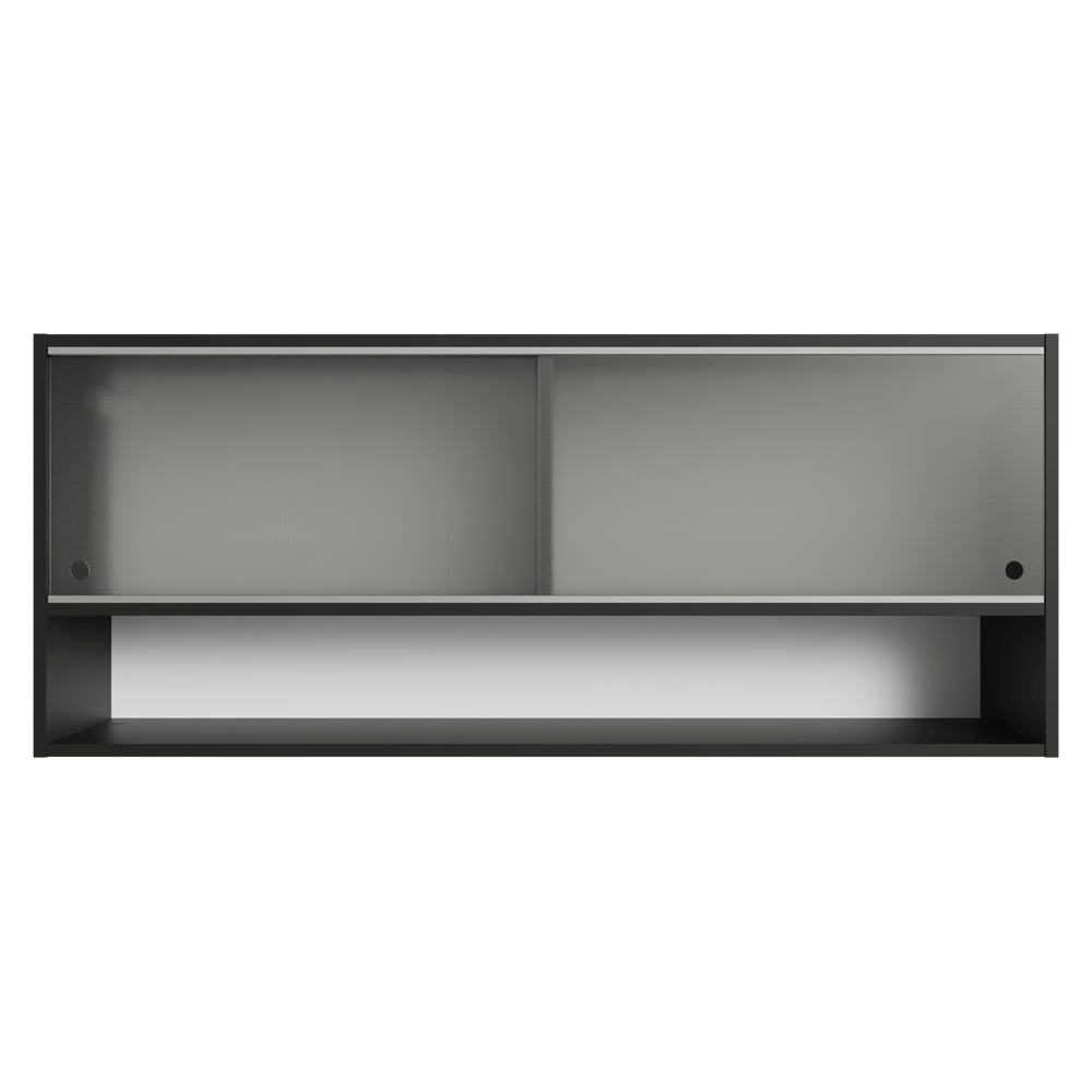 Alacena para Cocina 120 cm 2 Puertas Corredizas de Vidrio Esmerilado e 1 Nicho Negro Madesa