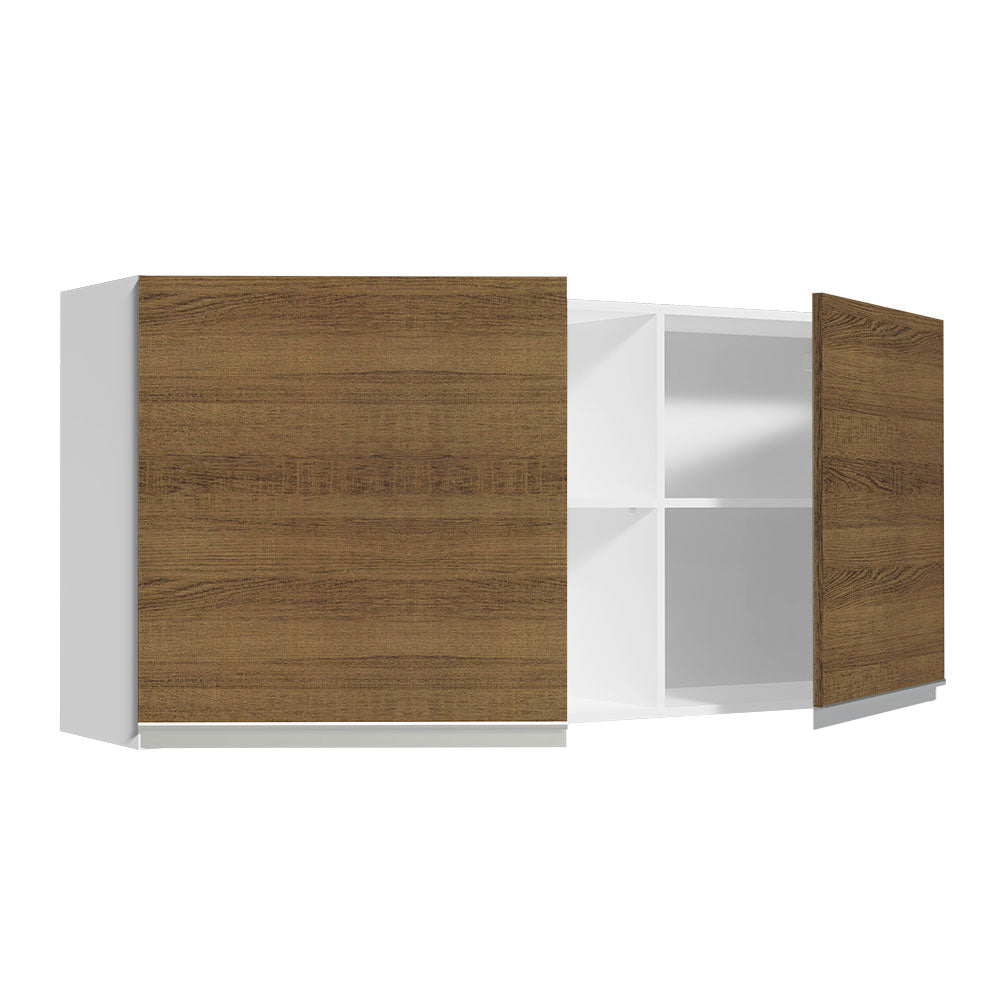 Alacena 150 cm 2 Puertas y 2 Nichos Glamy Blanco/Marrón