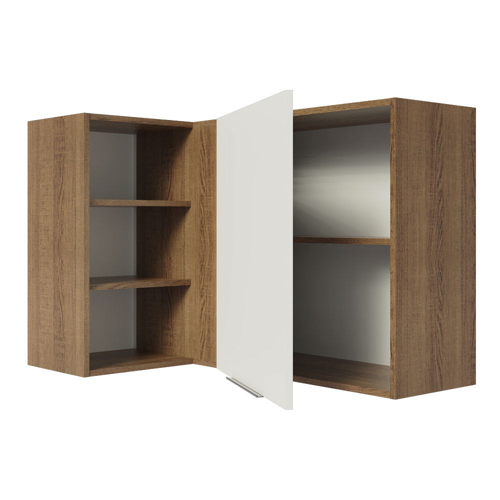 Alacena Cocina Esquinera 1 Puerta para línea de 60 cm de Profundidad Marrón/Blanco Stella Madesa