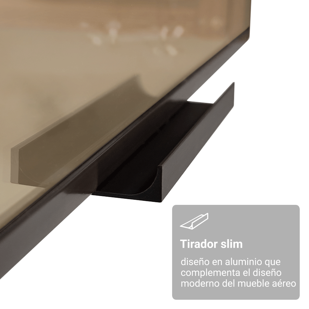Alacena 80 cm 2 Puertas con Vidrio Reflecta Bronce Blanco/Negro Vinilo Madesa