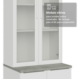 Mueble de Cocina Cristalero 70 cm 2 Puertas de Vidrio Blanco