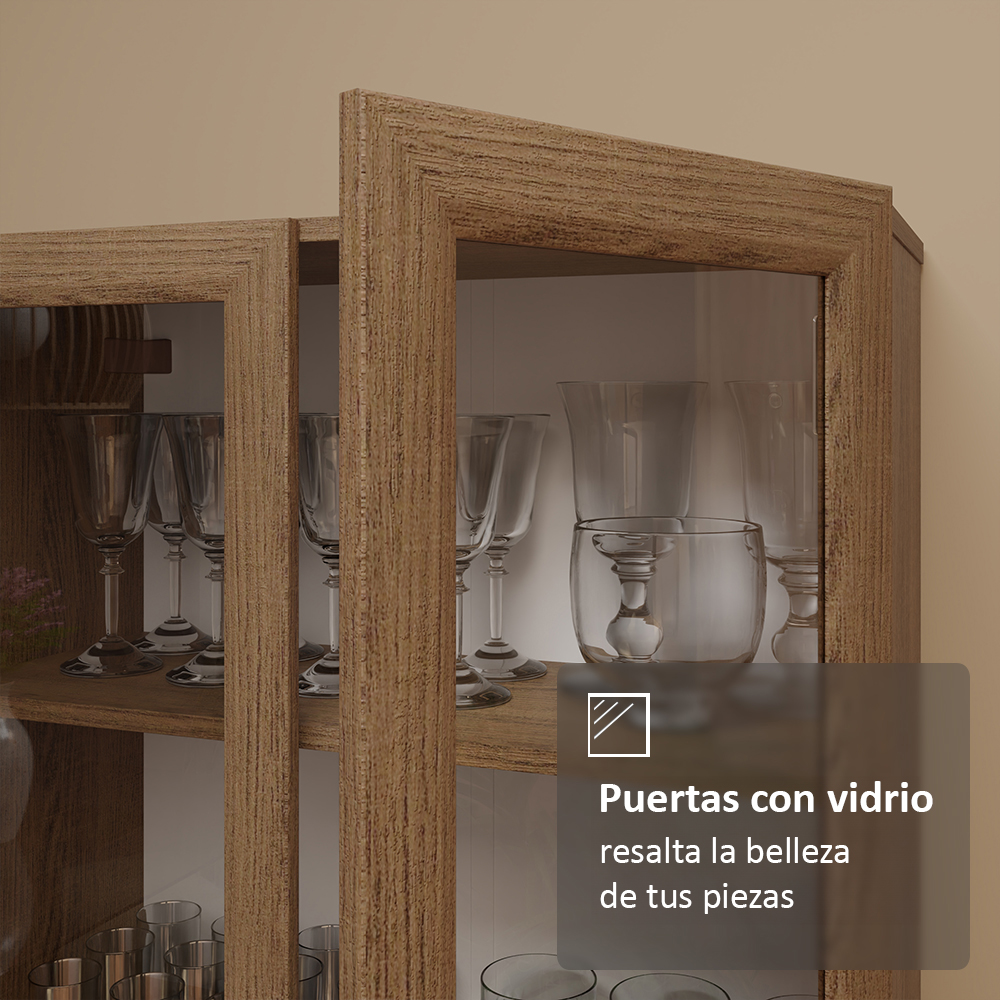 Cristalero 70 cm 2 Puertas con Patas 01 Marrón Línea Estándar Madesa