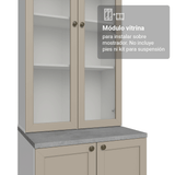 Módulo Cristaleiro 70 cm 2 Puetas de Vidrio Blanco/Crema Vik Madesa