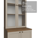 Módulo Cristaleiro 70 cm 2 Puetas de Vidrio Marrón/Crema Vik Madesa