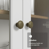 Cristalero 70 cm 2 Puertas de Vidrio con Patas Vik Marrón/Blanco/Marrón