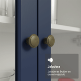 Cristalero 70 cm 2 Puertas de Vidrio con Patas Vik Blanco/Azul/Blanco