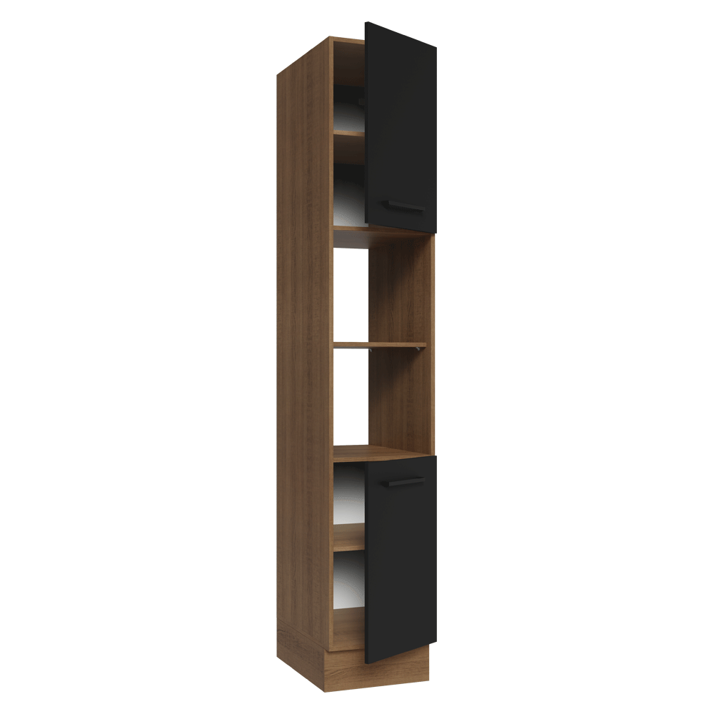 Despensero 40 cm 2 Puertas e 2 Nichos Marrón/Negro Agata Madesa