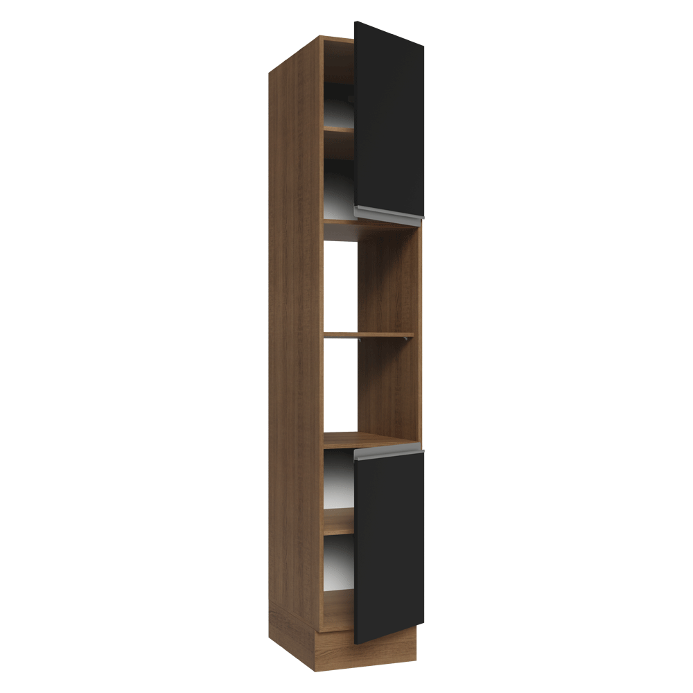 Despensero 40 cm 2 Puertas e 2 Nichos Marrón/Negro Glamy Madesa