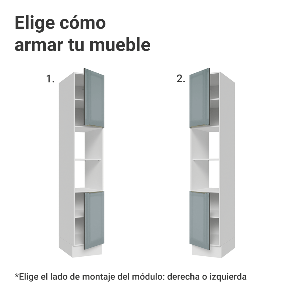 Despensero 40 cm 2 Puetas y 2 Nichos Blanco/Gris Lux Madesa
