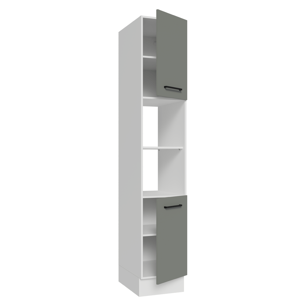 Despensero 40 cm 2 Puertas e 2 Nichos Blanco/Gris Agata Madesa