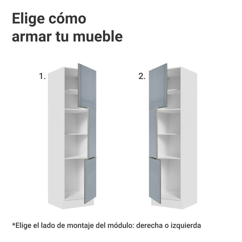 Despensero 60 cm 3 Puetas Blanco/Gris Lux Madesa