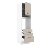 Mueble de Cocina para Horno 60 cm 1 Puerta 3 Cajones Blanco/Crema Agata